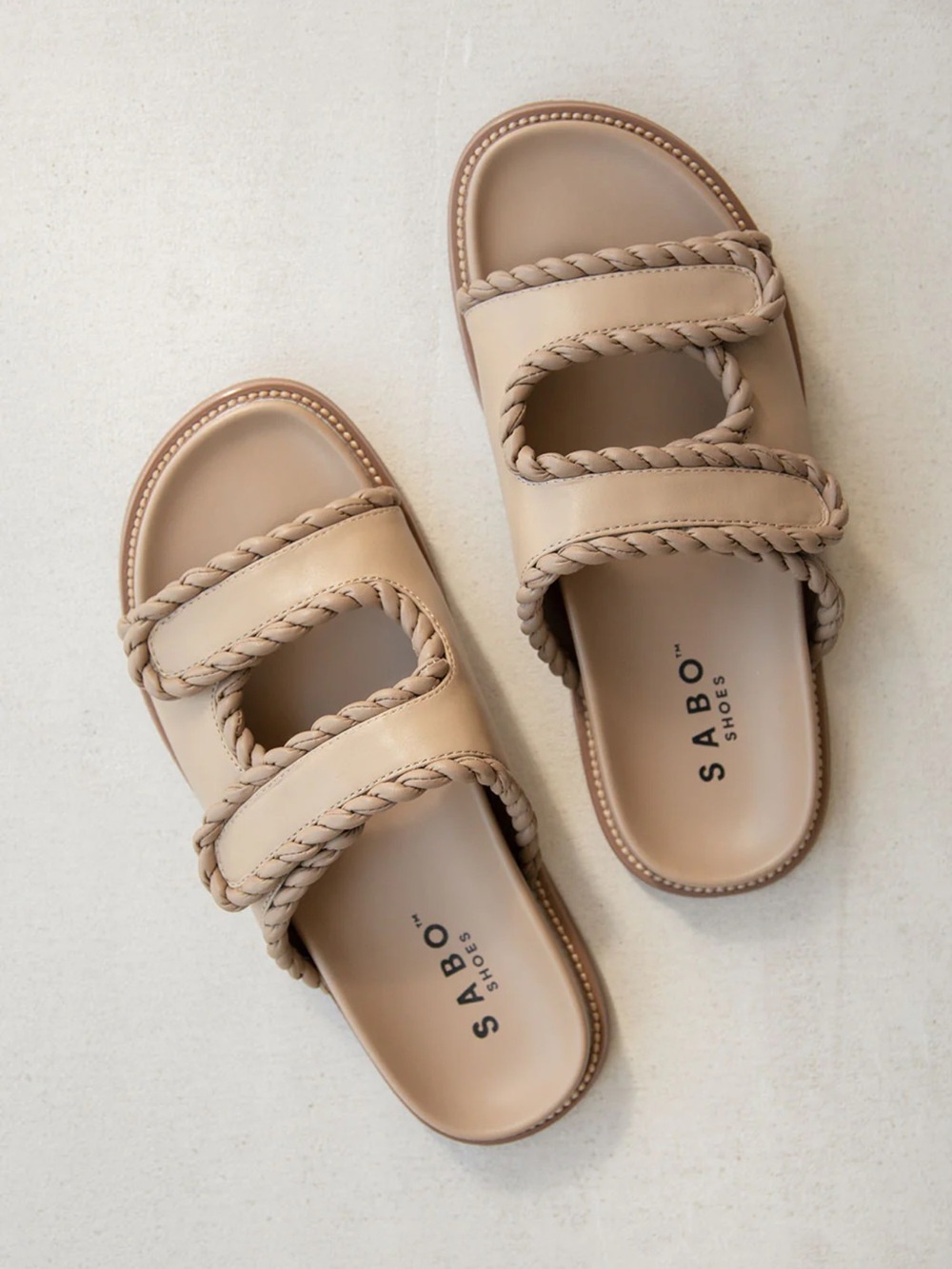 Sabo Skirt Etta Sandals - Natural. Women’s Beige Braided Slide Sandals